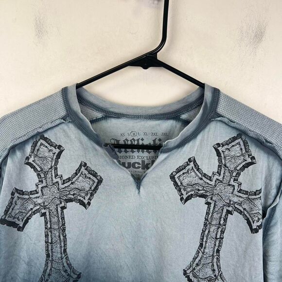 Affliction Angel Wings Cross Dip Dye Tee Jesse Pinkman Goth 2000s Y2k Size M - Picture 6 of 7